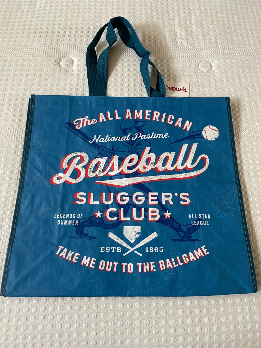 Baseball Slugger's Club Blue Tjmaxx reusable Tote Bag
